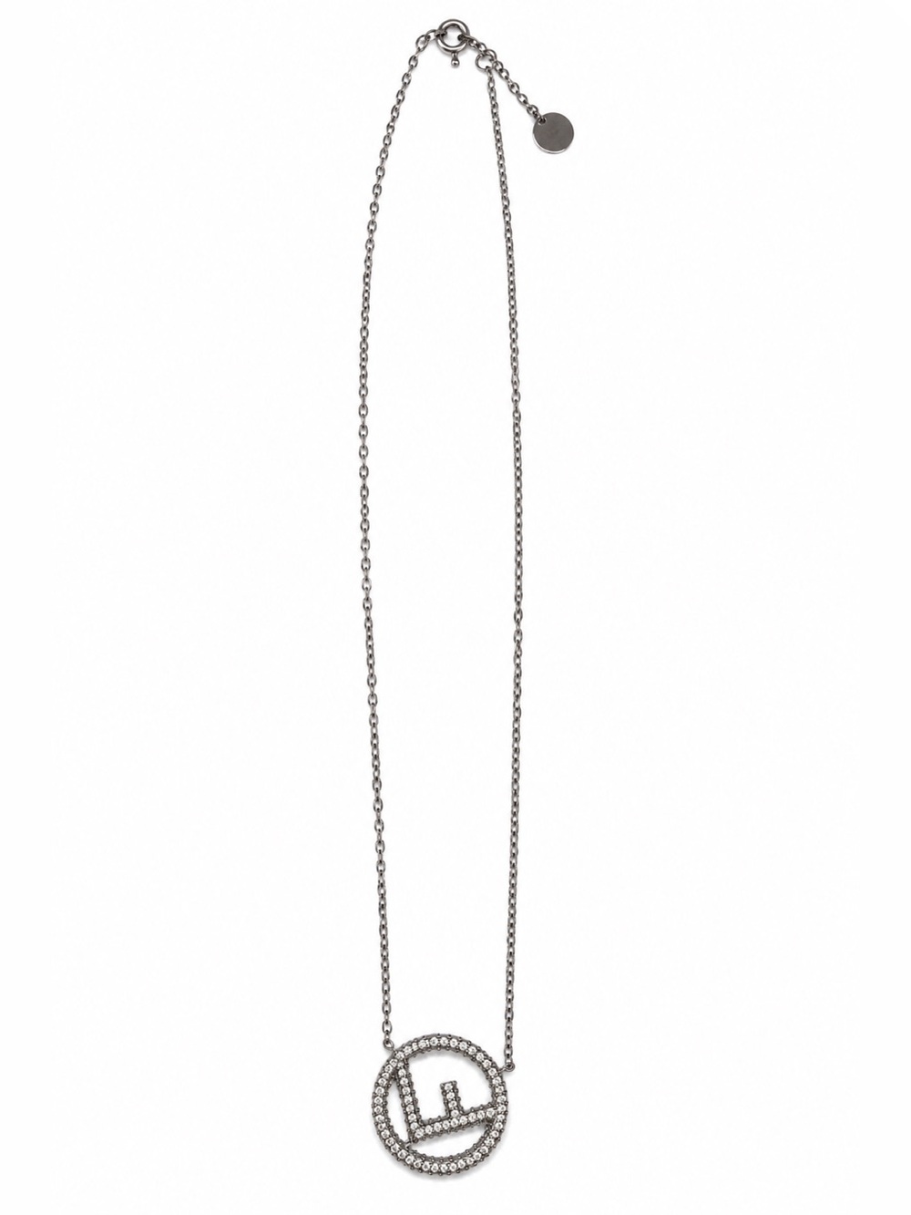 Silver-Tone Crystal Monogram Pendant Designer-Inspired Statement Necklace